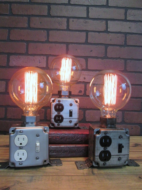 Industrial Table Desk Lamp Charging Station by VintageIronworks