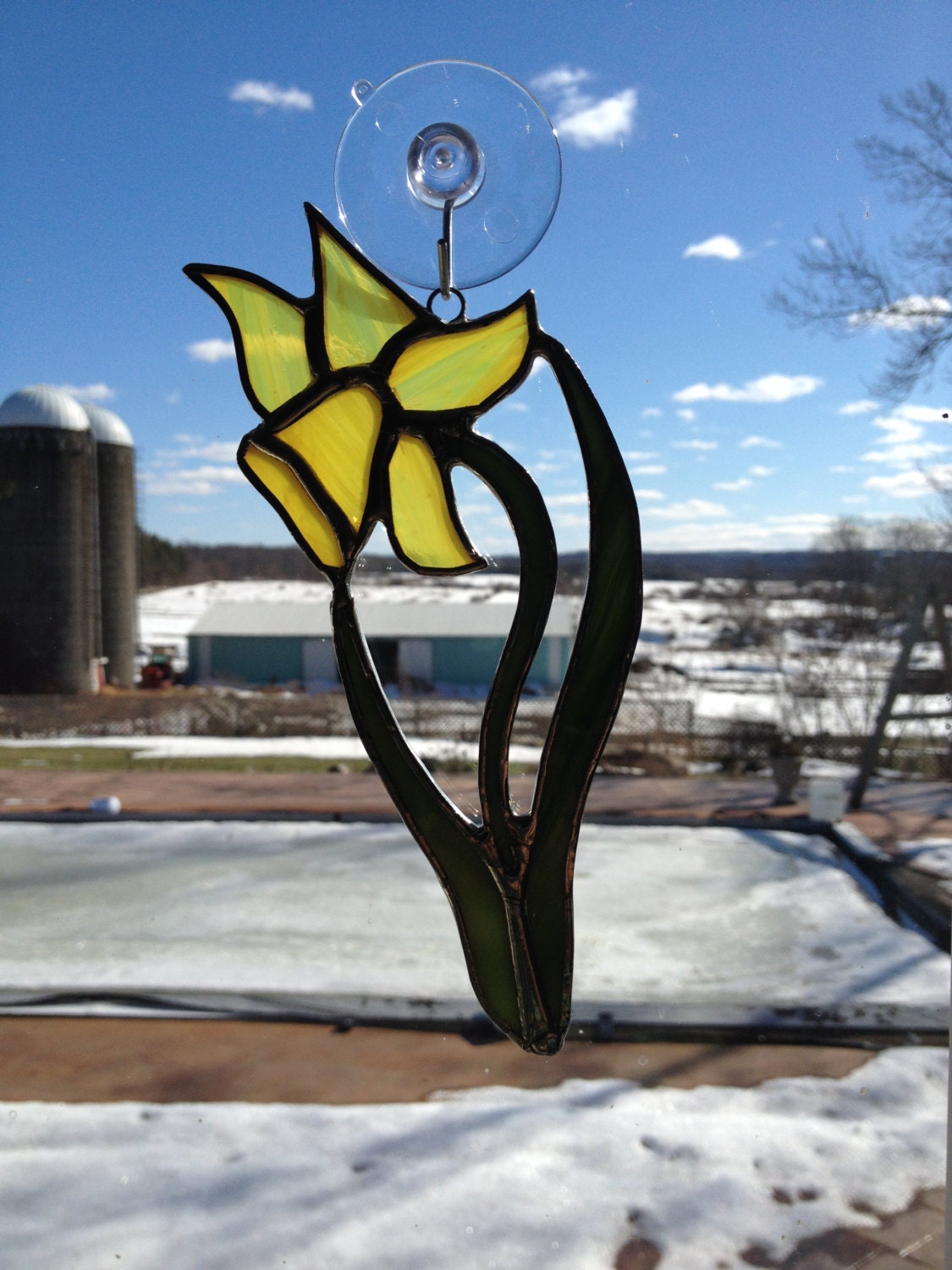 Handmade Stained Glass Daffodil Suncatcher by QTSG on Etsy