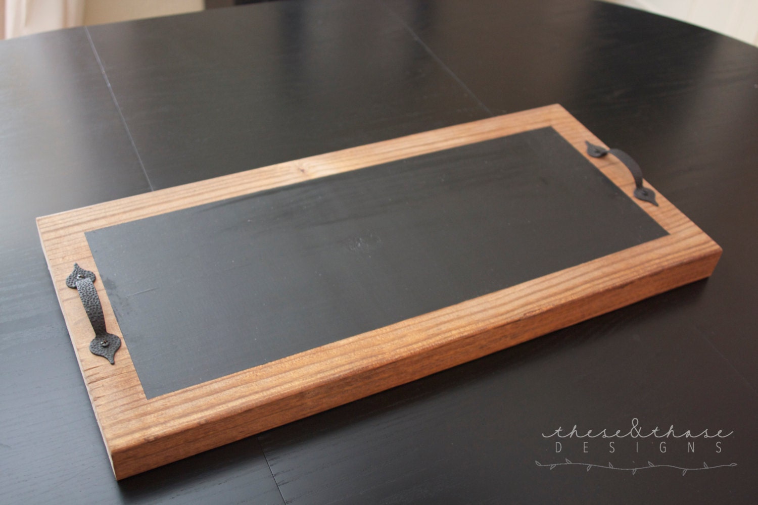 Chalkboard Serving Tray Black Handles by TheseandThoseDesigns