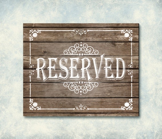 Printable Reserved Sign for Weddings by SasafrasPrintables