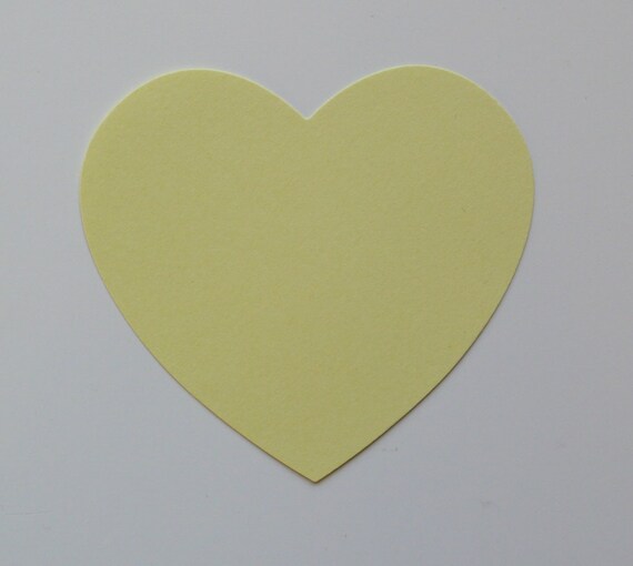 100 Paper hearts Light Yellow Note cards 3.5 by by FlowergirlMila