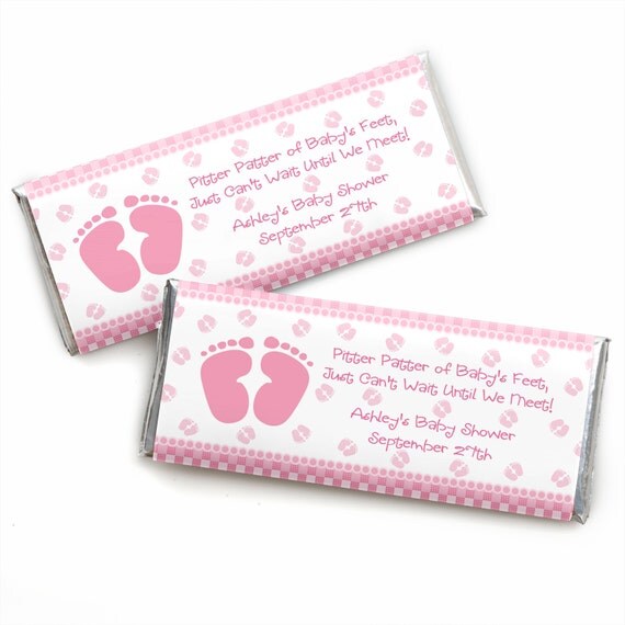 24 Baby Feet Pink Custom Candy Bar Wrappers - Personalized ...