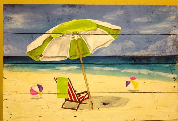 Items similar to Beach Scene Reclaimed Wood Art on Etsy