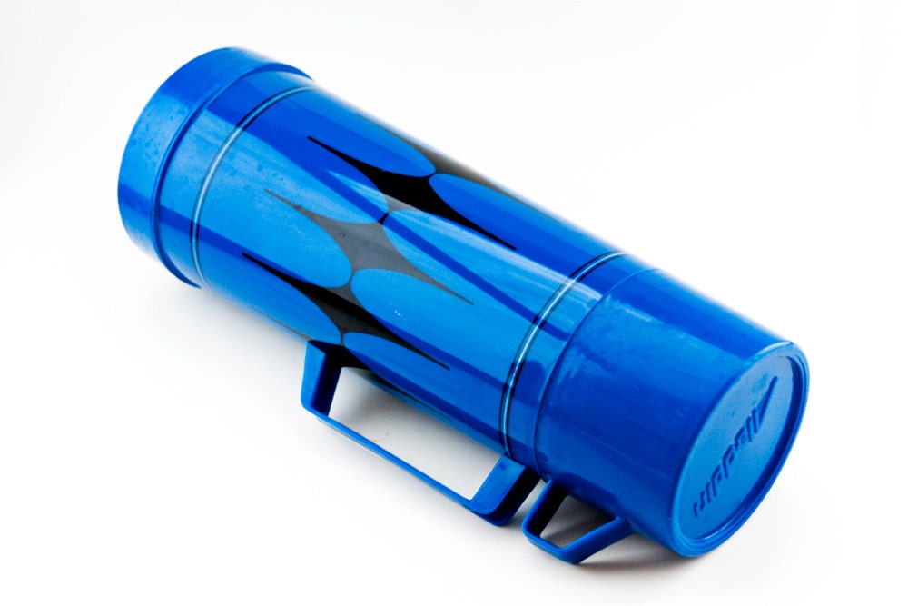 Blue Aladdin Thermos Bottle with Mod Diamonds by microCosmico
