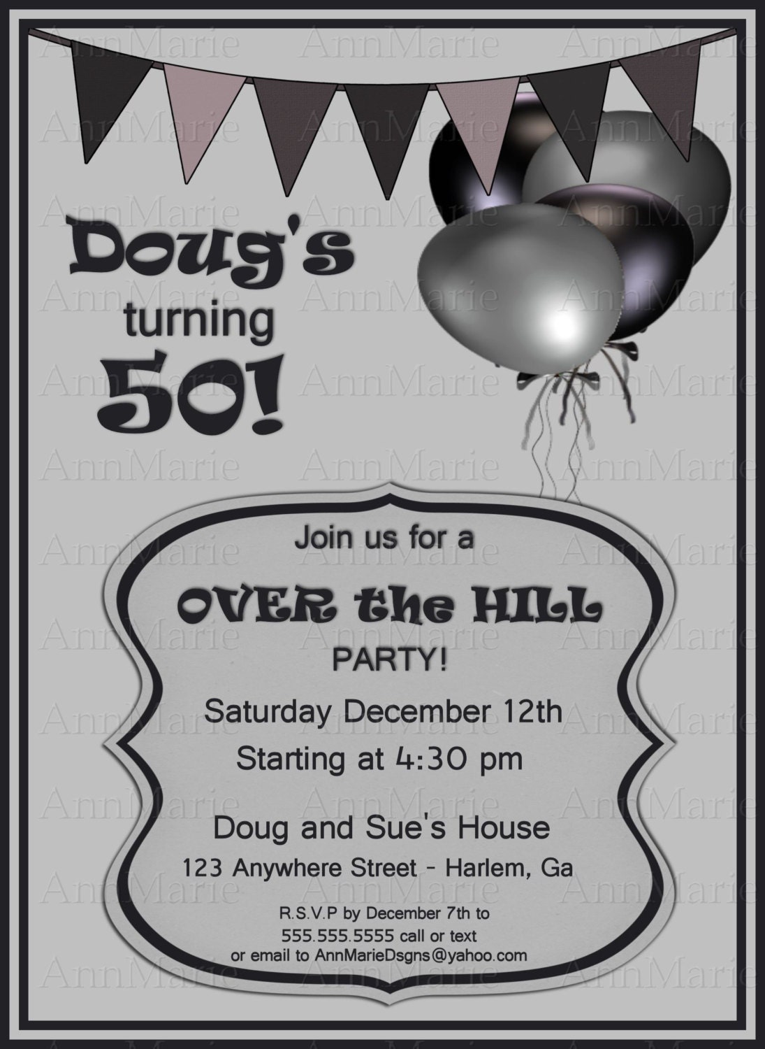Over the hill Birthday Invitation Adult Party by AnnMarieDsgns
