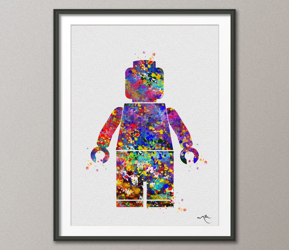 LEGO Emmet Watercolor Painting Print Archival Fine by CocoMilla