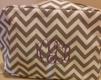 Chevron Monogrammed Make Up Bag