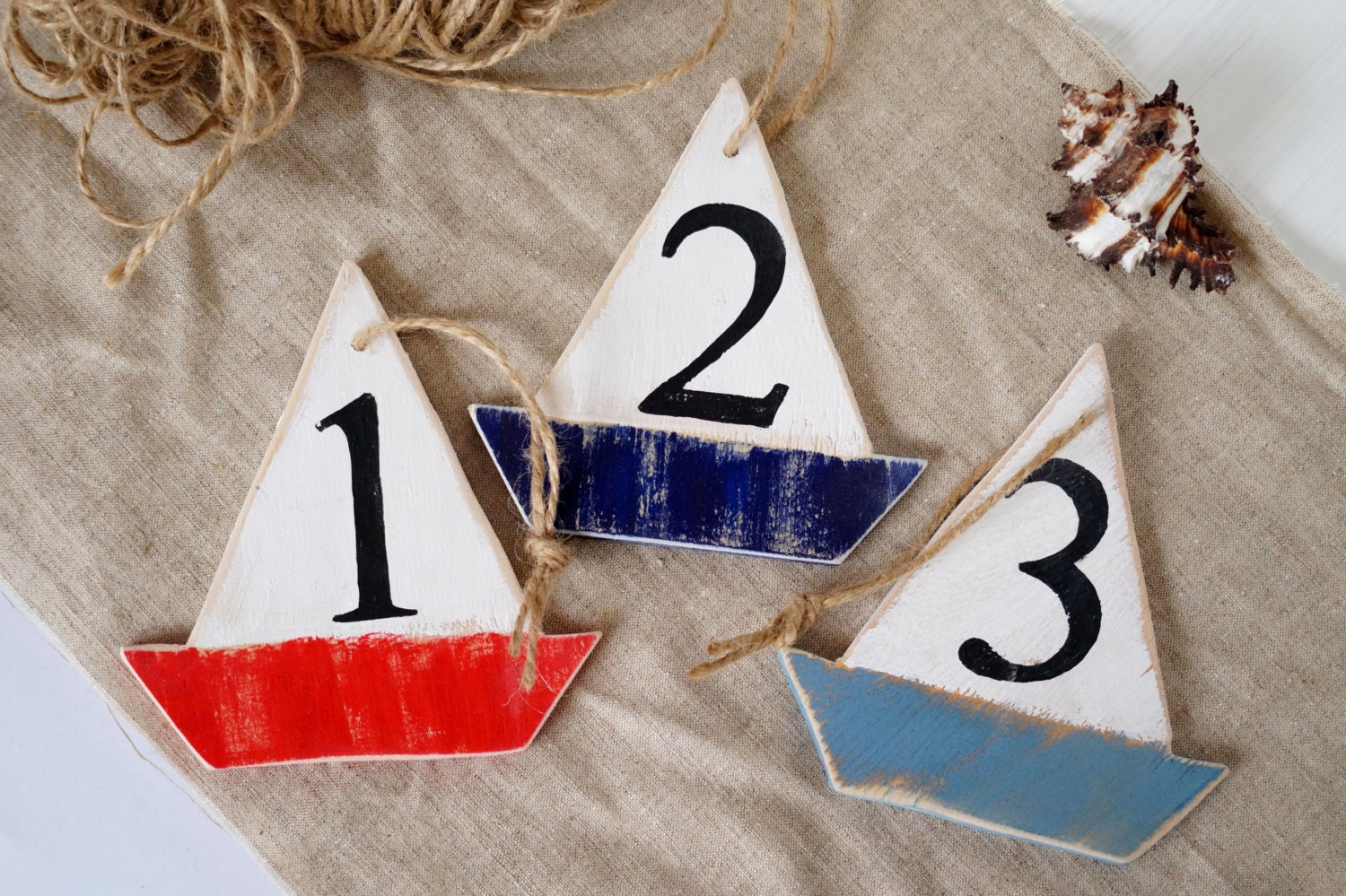 Wedding table numbers Nautical ornament Party by WoodStreets