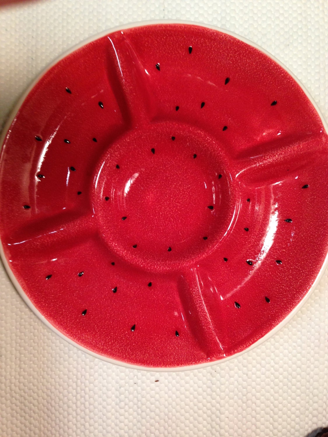 Vintage Watermelon” 13″ Glazed Stoneware Serving Dishdivided Platter