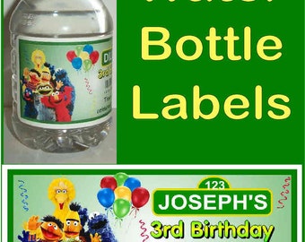20 SESAME STREET BIRTHDAY party water bottle labels ~ glossy ~ waterproof ink