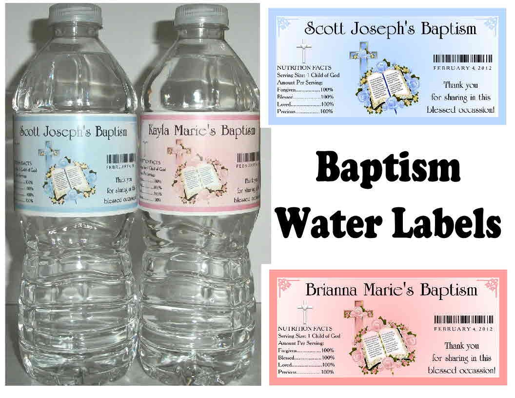 20 Baptism Christening party favors water bottle labels