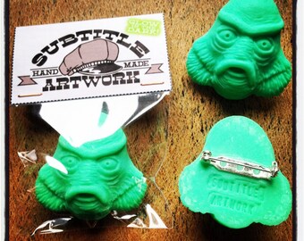 handmade Creature From The Black Lagoon Polymer clay brooch accessories vintage retro horror movie