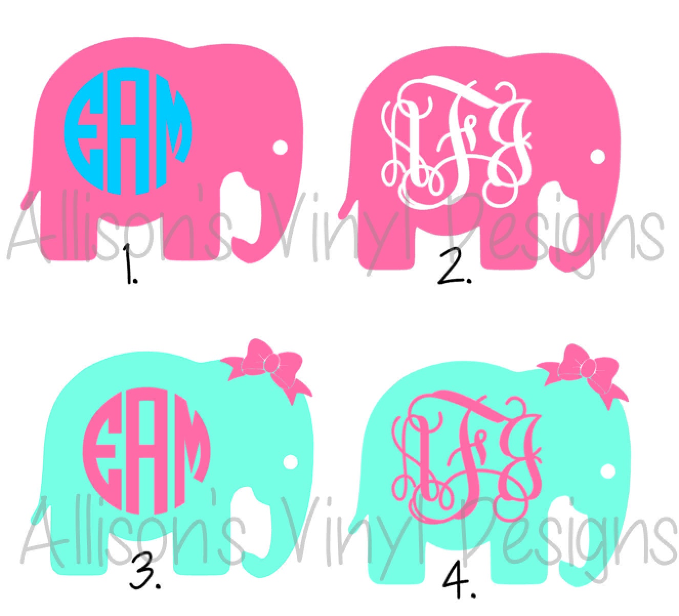 Monogrammed Elephant Vinyl Decal