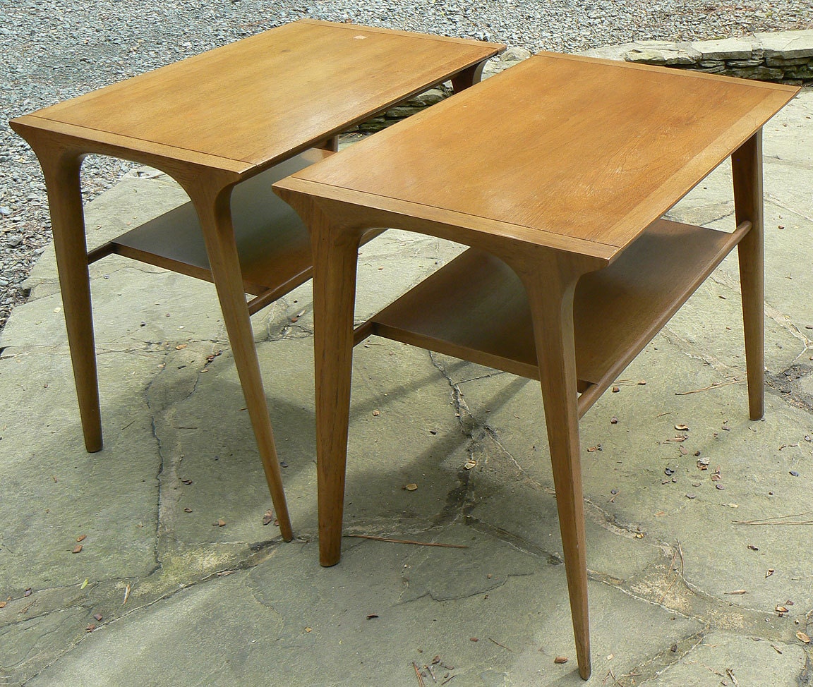 Pair of MidCentury Modern Drexel Profile End Tables Haute Juice