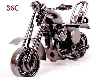 Sculpture Moto Métal Rouge - Déco Vintage Pour Bureau, Salon Ou Cadeau Motard
