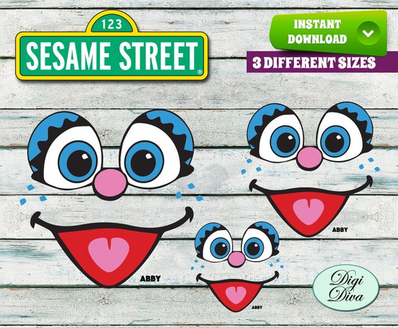 Sesame Street Faces Cut Outs Printables Large by DigiDivaShop