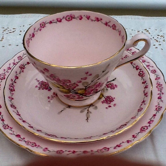 Vintage Tuscan bone china tea set trio April by Mercysemporium