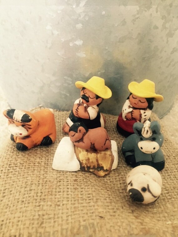 Peruvian Nativity Set. One set 9 pieces.