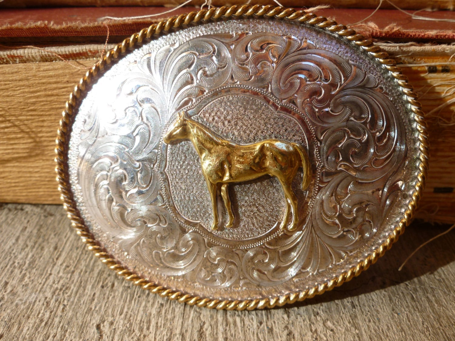 Vintage Large Montana Silver Smiths Sterling Plate Belt Buckle