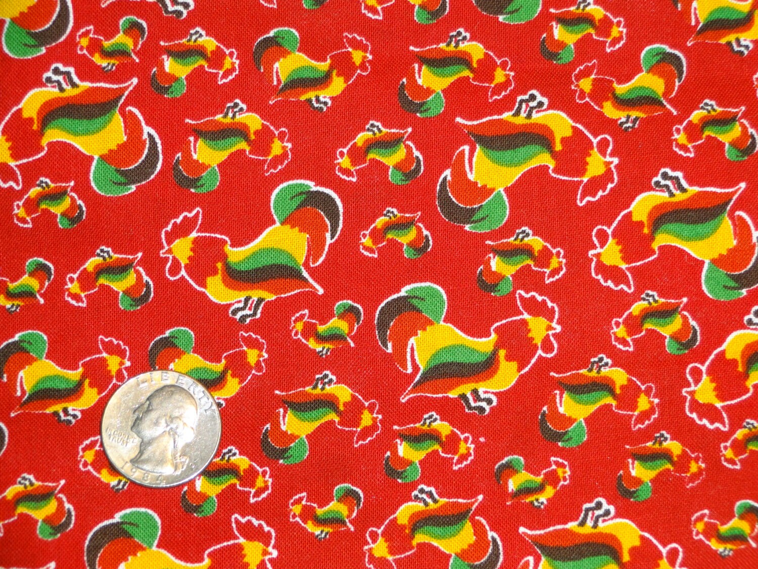 Red Roosters Farm Life Red Yellow JoAnn Quilting Cotton Fabric