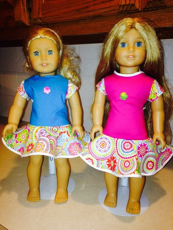 American Girl Doll Dress. Pink Blue Floral. 18 inch Doll