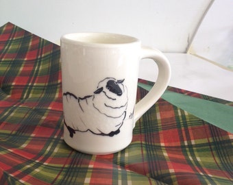Handmade Sleepy Sheep Earthenware Mug