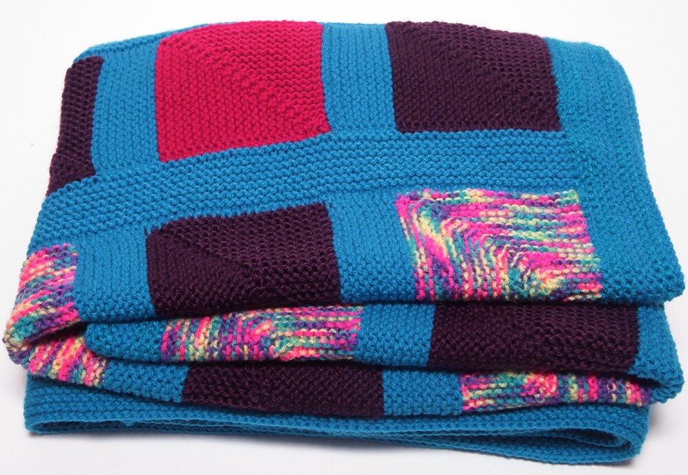 Hand Knit blanket Knee rug or cot cover or single bed throw