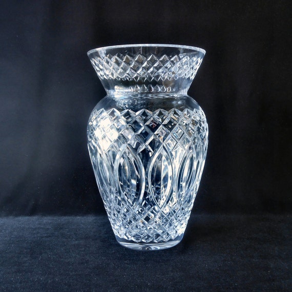 Large Lead Crystal Vase Irish Rose