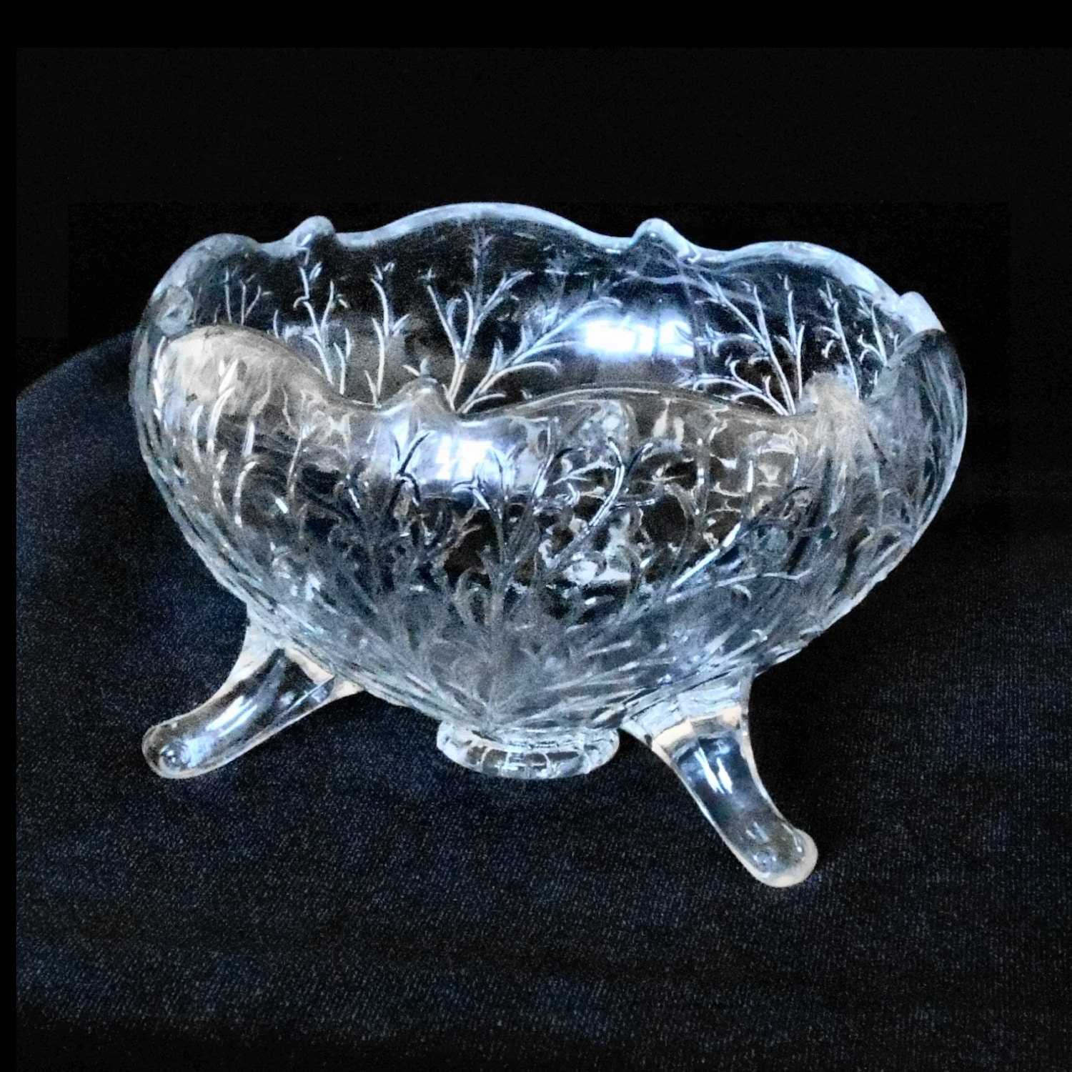 Rose Bowl Vintage Pressed Glass Footed by KenFrankCollectibles