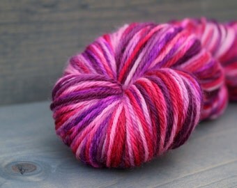 Worsted weight yarn, superwash wool, hand dyed