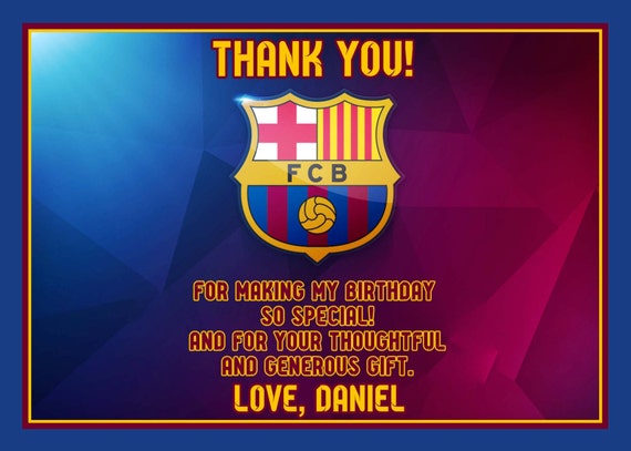 Items similar to FC Barcelona Team or Messi Thank you card soccer team, digital files ONLY on Etsy