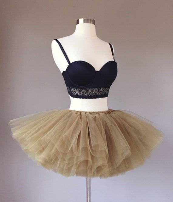 8 layer short tutu rave tutu race tutu tulle skirt gold