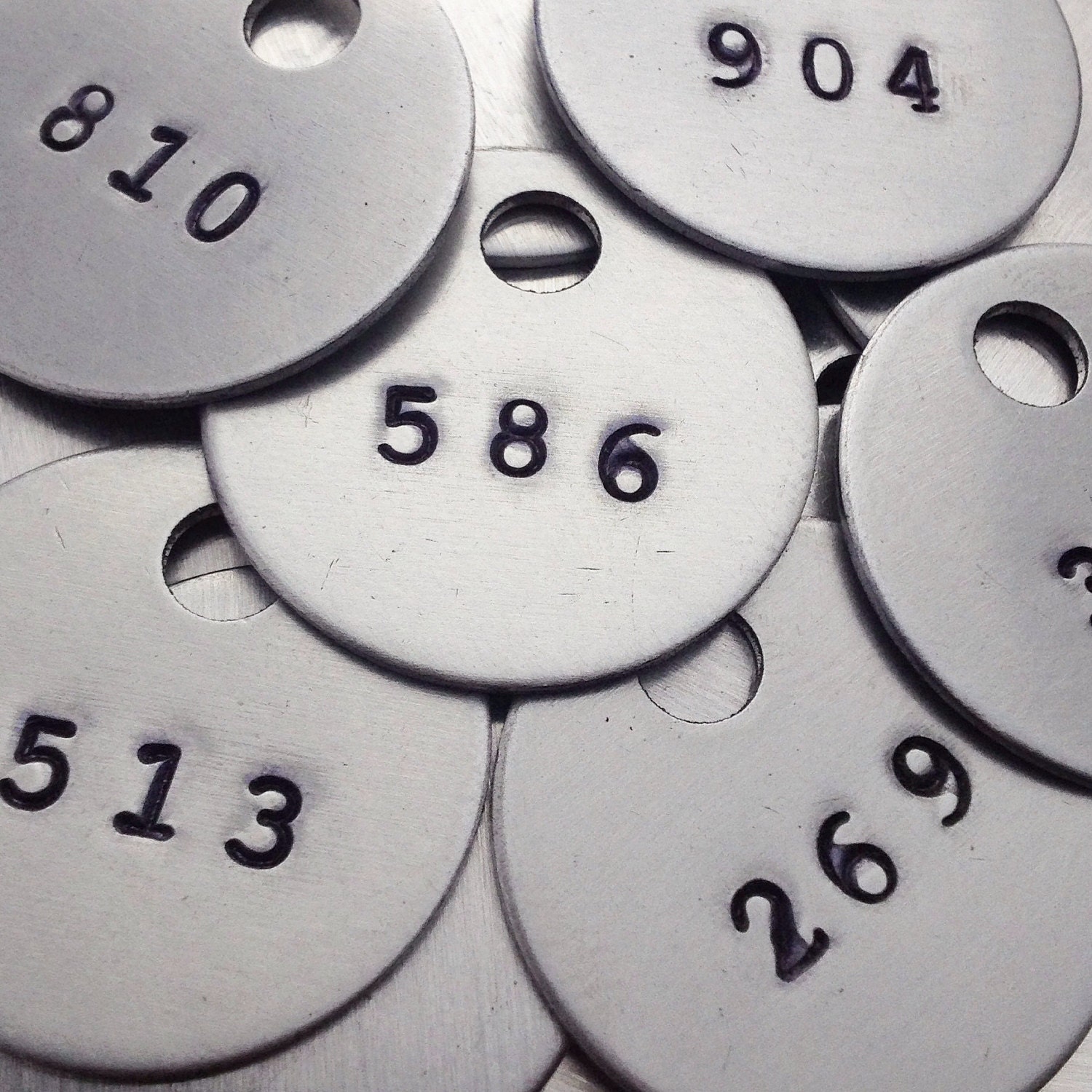 Metal Number Tag Custom Personalized Hand Stamped 1 inch