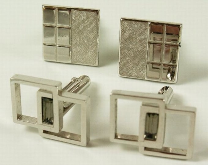 Storewide 25% Off SALE Lovely Collection of four silver and gold vintage designer style cuff links perfect for a well dressed professional