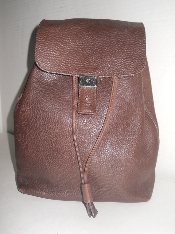 Leather Backpack by Calvin Klein Chocolate Brown Leather