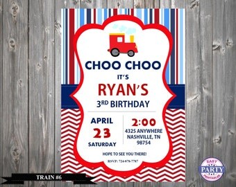 Train Invitation, Train #6, Huge Selection, Transportation, Easy Party Printables, Personalized, Printable, Invitation, 5x7, Choose colors