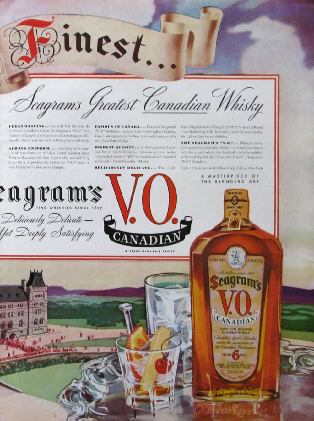 1938 Seagram's VO Advertisement 1930s Alcohol by RetroReveries