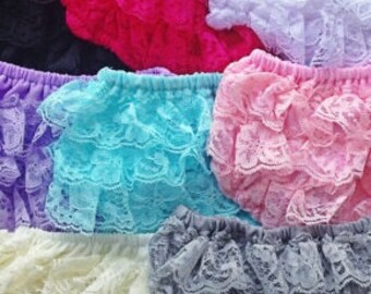 Bloomers Set Choose Color Baby Lace Bloomers/Headband Set, Baby Diaper Cover, Newborn Baby Bloomers, Lace Petti Romper, Baby Headband,