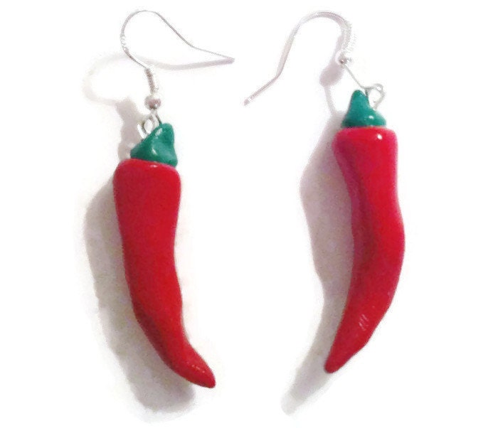 Chilli Pepper Earrings Vegetable Earrings Food earrings red