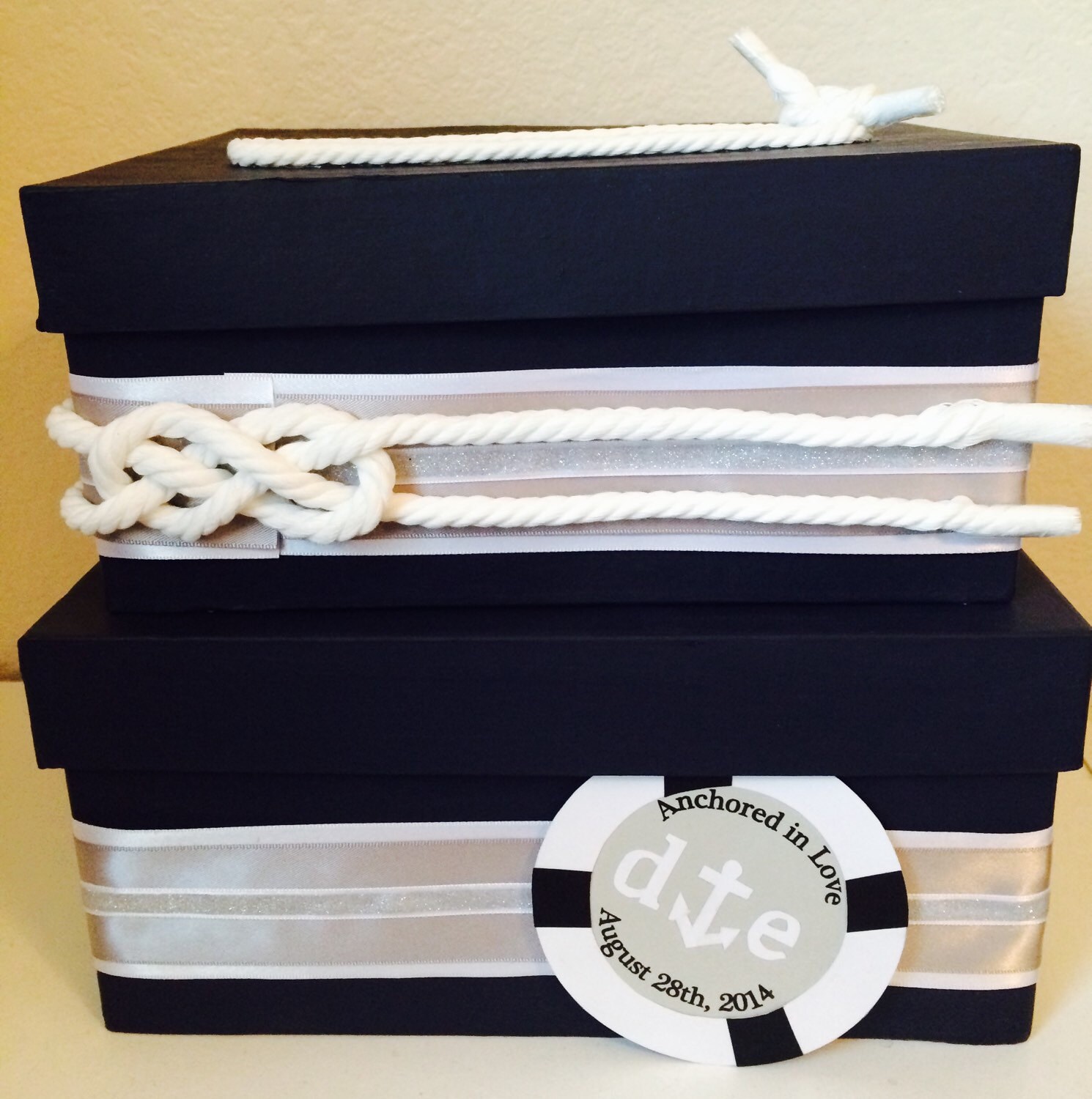 Nautical Themed Wedding Card Box Custom Two Tiered by BCBoxes