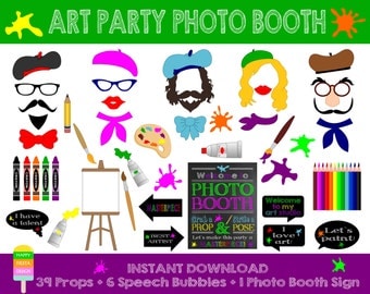 PRINTABLE Artist Photo Booth Props-Photo Booth Sign-Art Party,Painter,Artist Photo Booth Props-Artist Props Printable-Instant Download