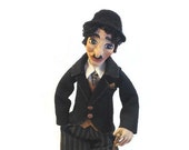 Interior doll-Paper clay-Charlie Chaplin-Collecting doll-OOAK Doll-OOAK other-Clay doll-Decorative doll-Art doll-Human figure doll-OOAK
