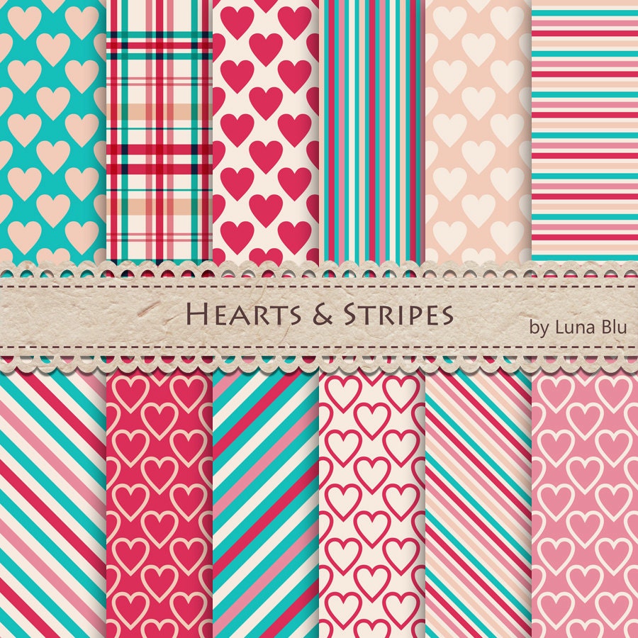 New Item added to my shop:Heart Digital Paper Pack: ” Hearts and ...