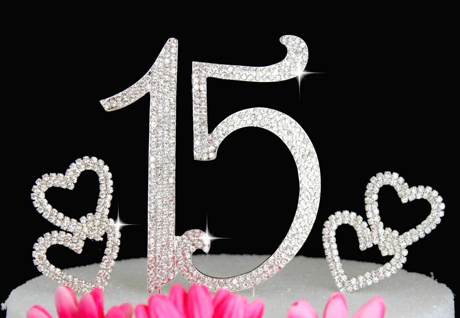 Custom 15 Quinceañera Rhinestone Cake Topper Decoration