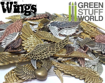Set 85gr. - WING Beads Mix - 20-25 units - sizes 1-6cm - Wings Steampunk set