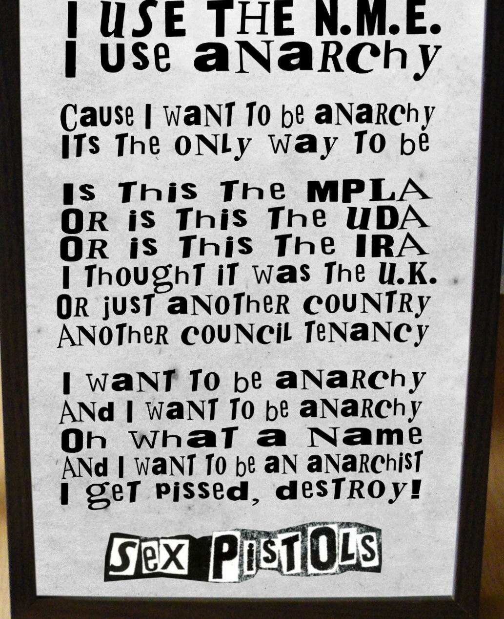 Sex Pistols Anarchy In The Uk Promo Poster Lyric By Aposters 1852