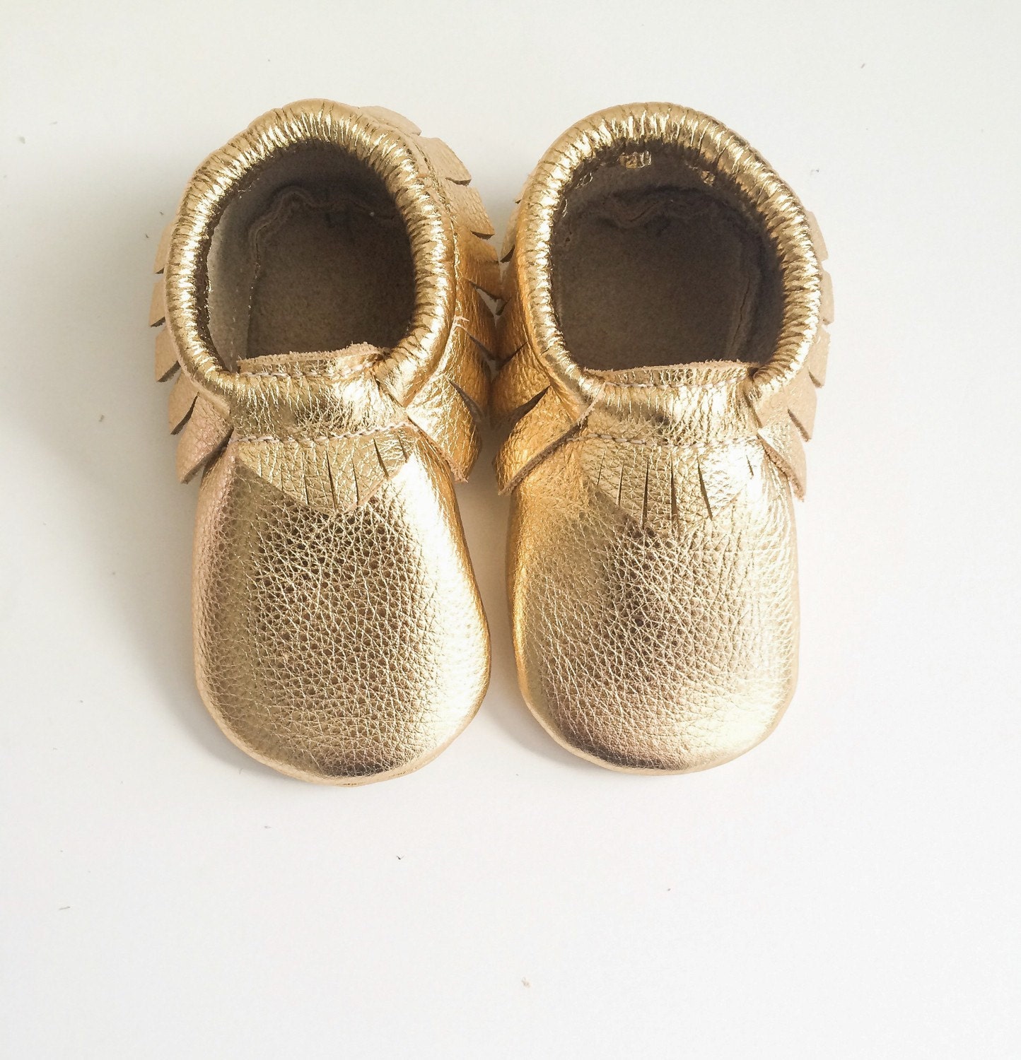 Gold Baby Moccasins Toddler Leather Moccasins by WildExplorers