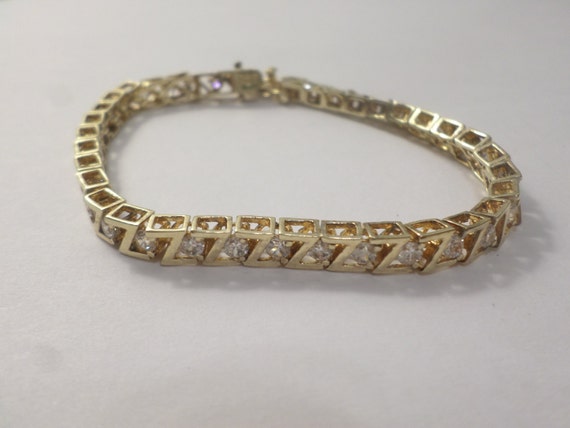 Vintage .925 Sterling Silver Bracelet With Cubic Zirconia