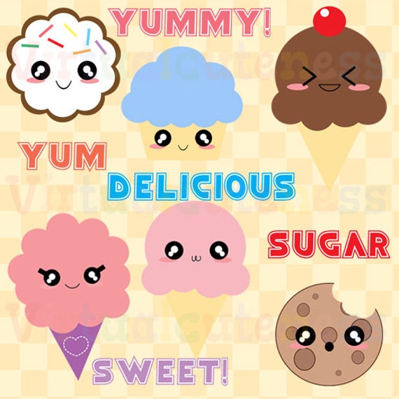 Kawaii Sweets Clipart Cute Desserts Clipart Ice Cream