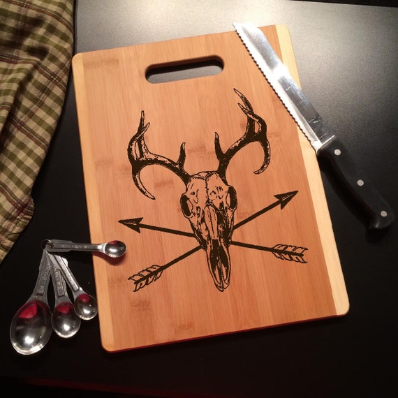 Deer Skull Laser Engraved Bamboo Cutting Board